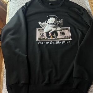Black Mens Sweatshirt Graphic Cherub Streetwear Money On My Mind Urban Style